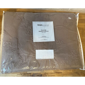 LinenSource Matelasse Coverlet Bedspread King Tree Of Life Truffle Brown New